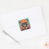 Frida de Kat Vierkante Sticker (Envelop)