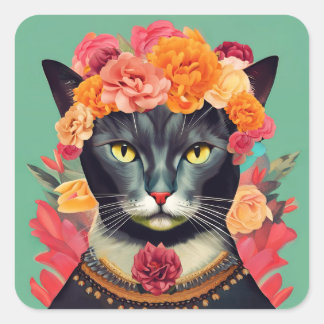 Frida de Kat Vierkante Sticker