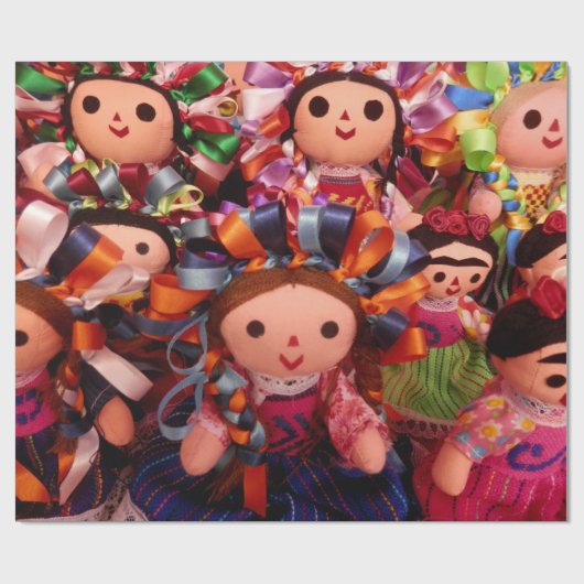 Frida en Mexicaanse dolls - Verpakkingspapier Cadeaupapier (Vlak)