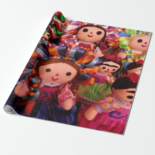 Frida en Mexicaanse dolls - Verpakkingspapier Cadeaupapier (Uitgerold)