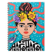Frida Geïnspireerd Bloem Notitieboek - Boho Mexica (Voorkant)