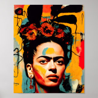 Frida Kahlo Abstract kleurvol Poster