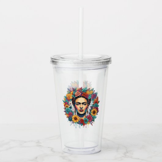 Frida Kahlo Acryl Drinkbeker (Voorkant)