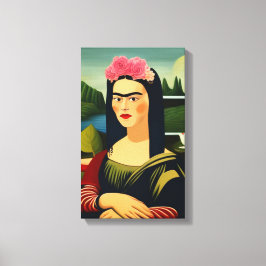 Frida Kahlo als Mona Lisa Canvas Afdruk