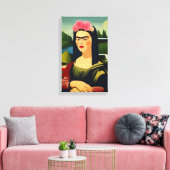 Frida Kahlo als Mona Lisa Canvas Afdruk (Insitu (Woonkamer))