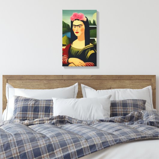 Frida Kahlo als Mona Lisa Canvas Afdruk (Insitu (Slaapkamer))
