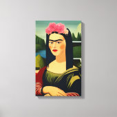 Frida Kahlo als Mona Lisa Canvas Afdruk (Voorkant)