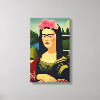 Frida Kahlo als Mona Lisa Canvas Afdruk