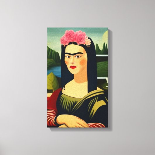 Frida Kahlo als Mona Lisa Canvas Afdruk (Voorkant)