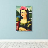 Frida Kahlo als Mona Lisa Canvas Afdruk (Insitu (Houten vloer))
