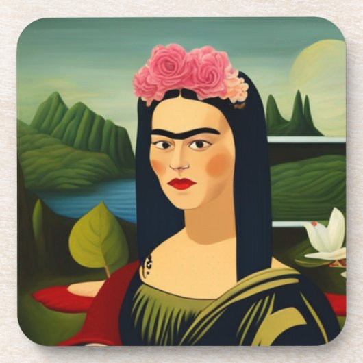 Frida Kahlo als Mona Lisa Hard Plastic Onderzetter (Voorkant)