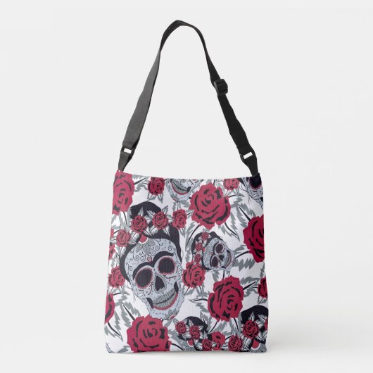 Frida Kahlo and roses Crossbody Tas (Achterkant)