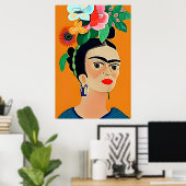 Frida Kahlo art, bloemen poster (Thuiskantoor)