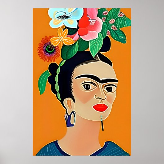 Frida Kahlo art, bloemen poster (Voorkant)