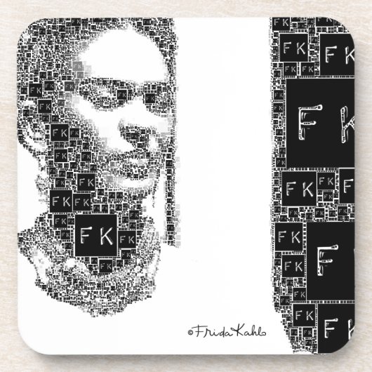 Frida Kahlo Black en White Portret Bier Onderzetter (Voorkant)