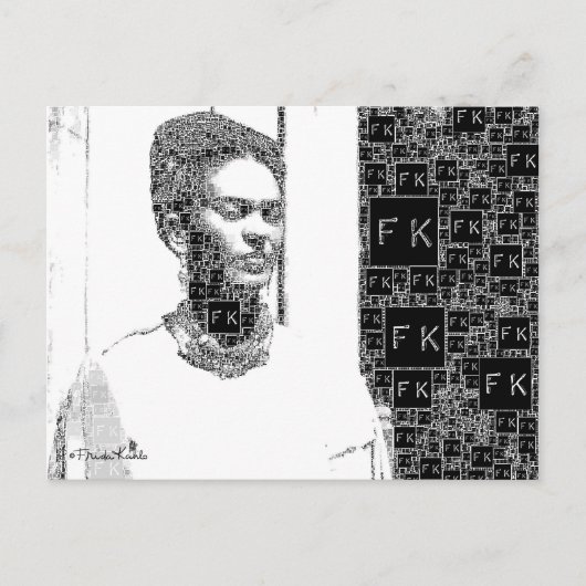 Frida Kahlo Black en White Portret Briefkaart (Voorkant)