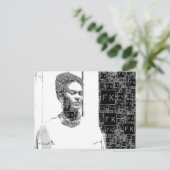 Frida Kahlo Black en White Portret Briefkaart (Staand voorkant)