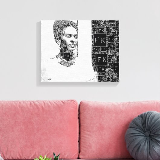 Frida Kahlo Black en White Portret Canvas Afdruk (Insitu (Woonkamer))