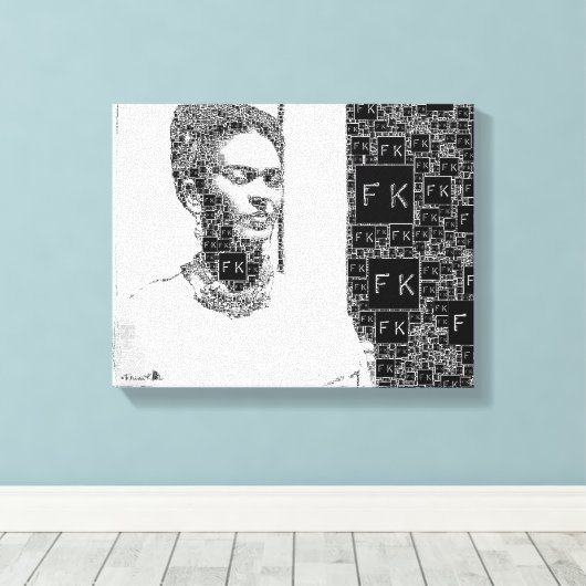 Frida Kahlo Black en White Portret Canvas Afdruk (Insitu (Houten vloer))