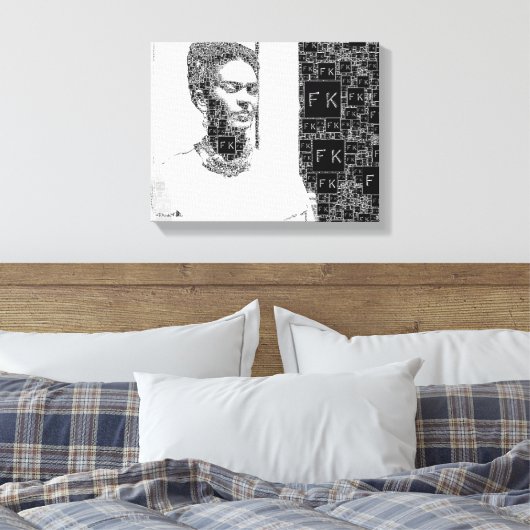 Frida Kahlo Black en White Portret Canvas Afdruk (Insitu (Slaapkamer))