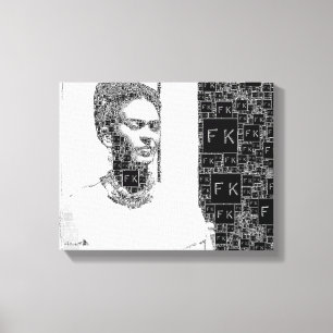 Frida Kahlo Black en White Portret Canvas Afdruk