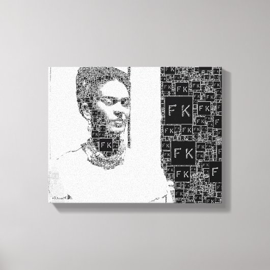 Frida Kahlo Black en White Portret Canvas Afdruk (Voorkant)