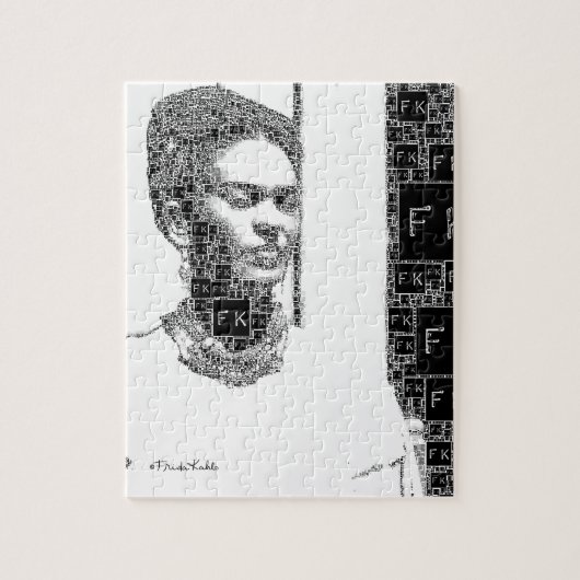 Frida Kahlo Black en White Portret Legpuzzel (Verticaal)