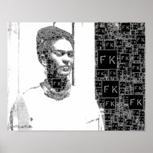 Frida Kahlo Black en White Portret Poster