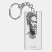 Frida Kahlo Black en White Portret Sleutelhanger (Voorkant Links)