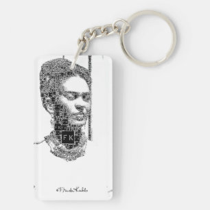 Frida Kahlo Black en White Portret Sleutelhanger