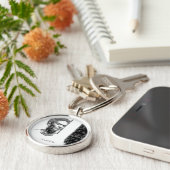 Frida Kahlo Black en White Portret Sleutelhanger (Zijkant)