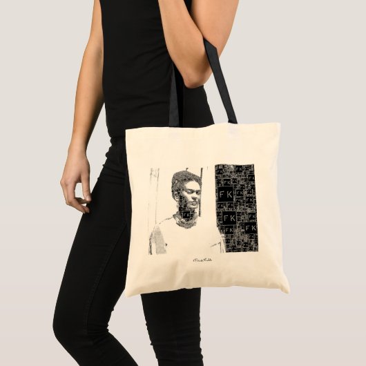 Frida Kahlo Black en White Portret Tote Bag (Voorkant (product))