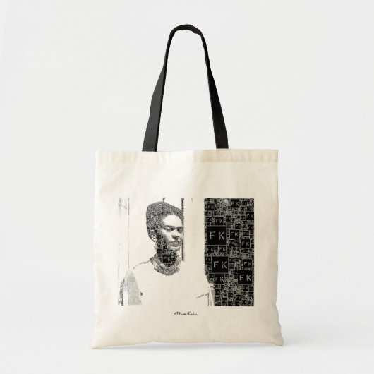 Frida Kahlo Black en White Portret Tote Bag (Voorkant)