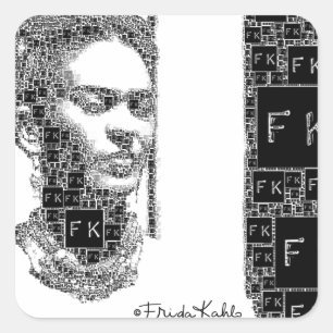 Frida Kahlo Black en White Portret Vierkante Sticker