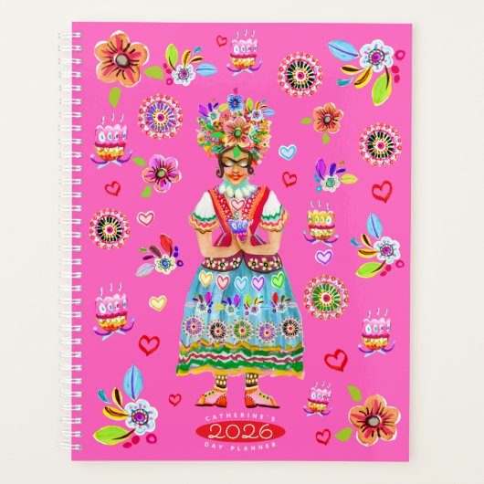 Frida Kahlo Bloem Volkskunst Inspiratie Planner (Voorkant)