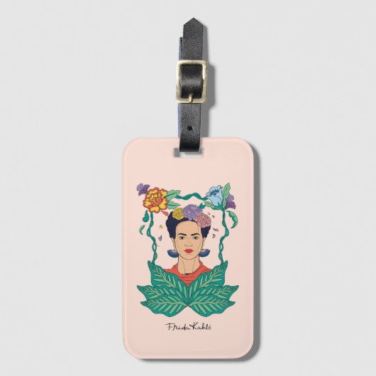 Frida Kahlo Bloemen Lijst Graphic Bagagelabel (Voorkant (verticaal))