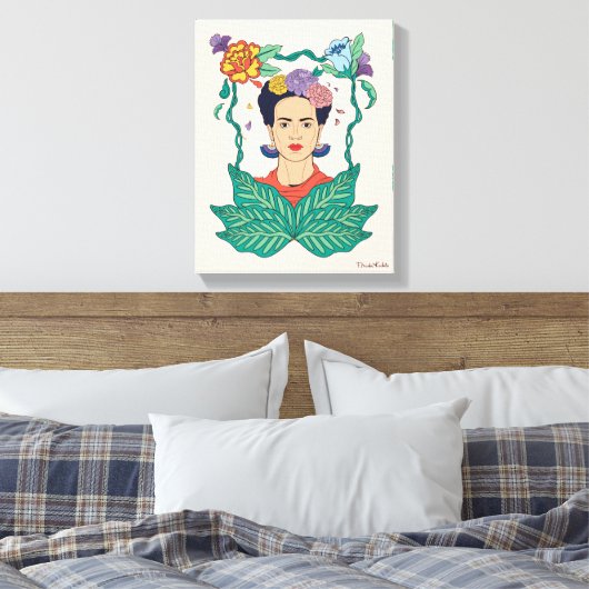 Frida Kahlo Bloemen Lijst Graphic Canvas Afdruk (Insitu (Slaapkamer))