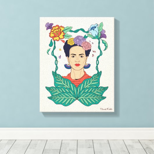 Frida Kahlo Bloemen Lijst Graphic Canvas Afdruk (Insitu (Houten vloer))