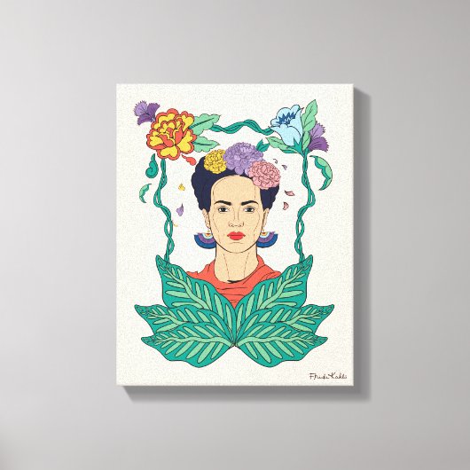 Frida Kahlo Bloemen Lijst Graphic Canvas Afdruk (Voorkant)
