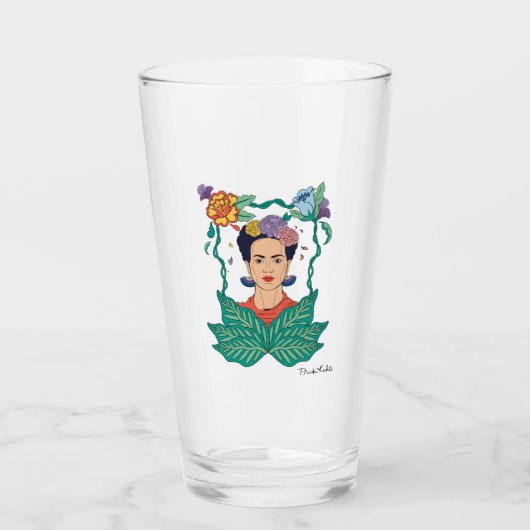 Frida Kahlo Bloemen Lijst Graphic Glas (Voorkant)