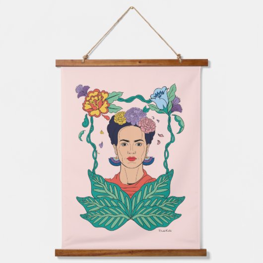 Frida Kahlo Bloemen Lijst Graphic Hangend Wandkleed (Voorkant)
