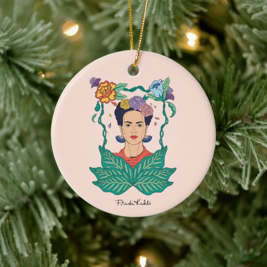 Frida Kahlo Bloemen Lijst Graphic Keramisch Ornament (Boom)