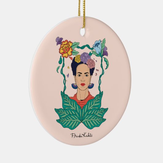 Frida Kahlo Bloemen Lijst Graphic Keramisch Ornament (Rechts)