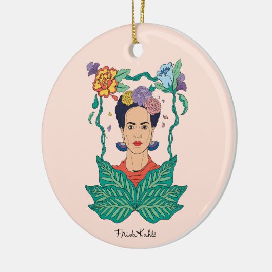Frida Kahlo Bloemen Lijst Graphic Keramisch Ornament (Links)