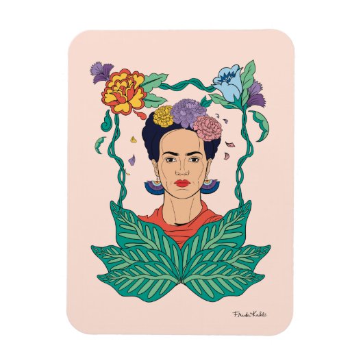 Frida Kahlo Bloemen Lijst Graphic Magneet (Verticaal)