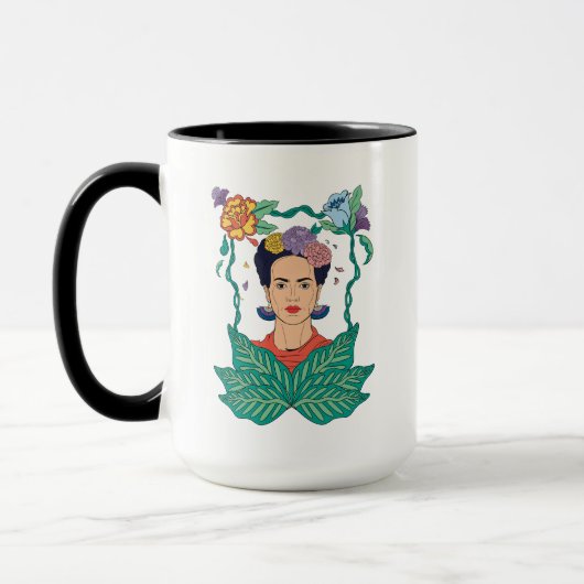 Frida Kahlo Bloemen Lijst Graphic Mok (Links)