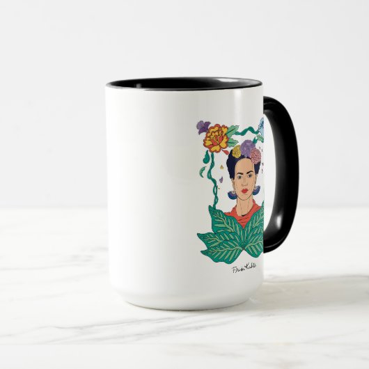 Frida Kahlo Bloemen Lijst Graphic Mok (Voorkant rechts)