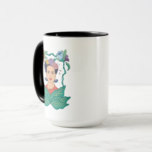 Frida Kahlo Bloemen Lijst Graphic Mok (Voorkant links)