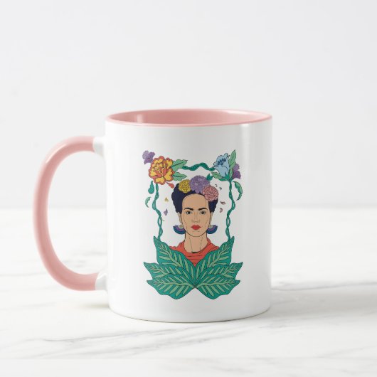 Frida Kahlo Bloemen Lijst Graphic Mok (Links)