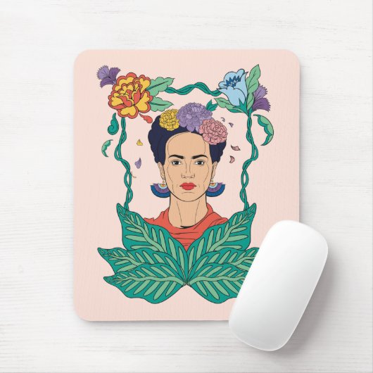 Frida Kahlo Bloemen Lijst Graphic Muismat (Met muis)